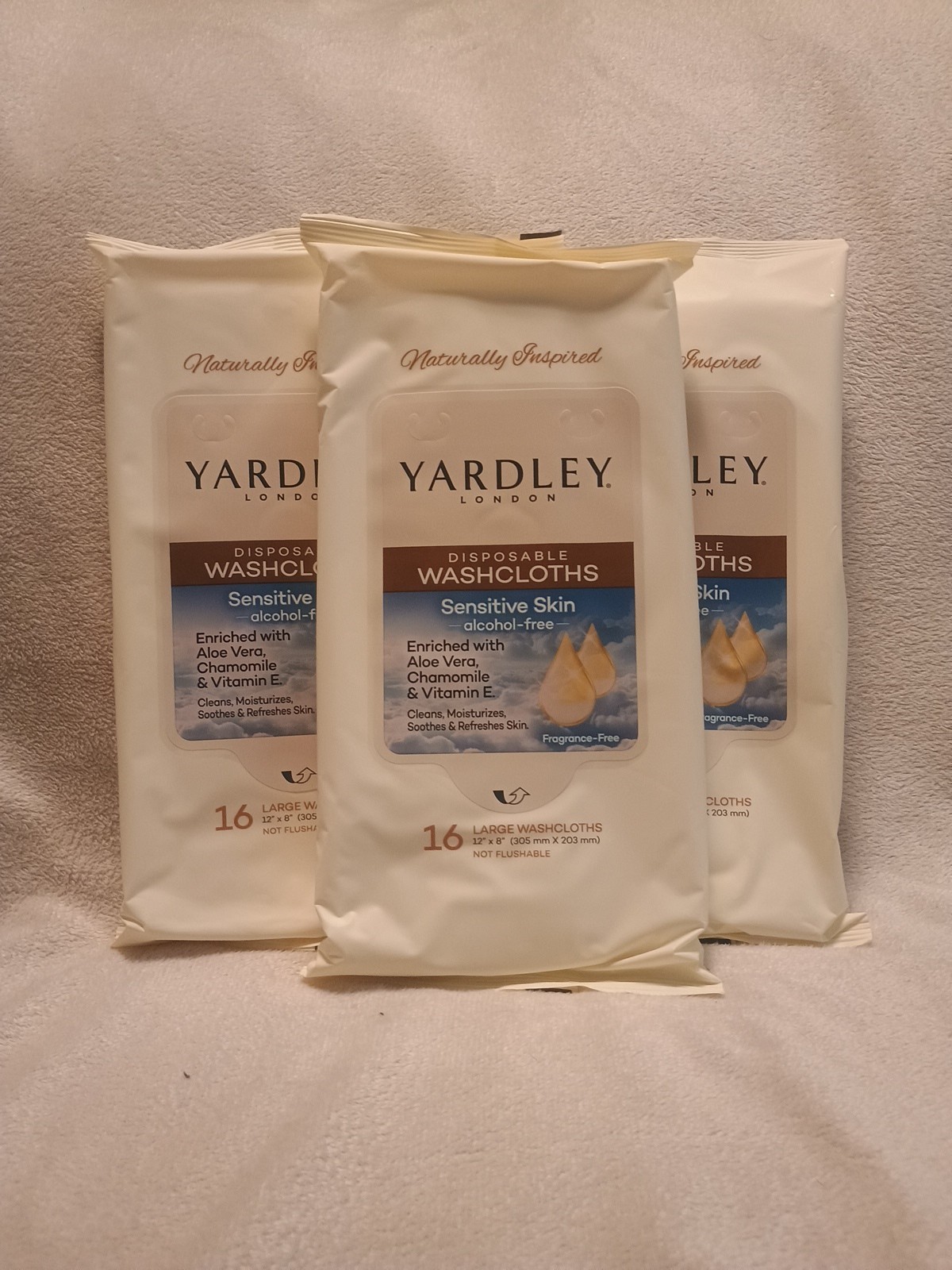 Yardley London Disposable Washcloths Sensitive Skin 16 Clothes Each Pack Of 3