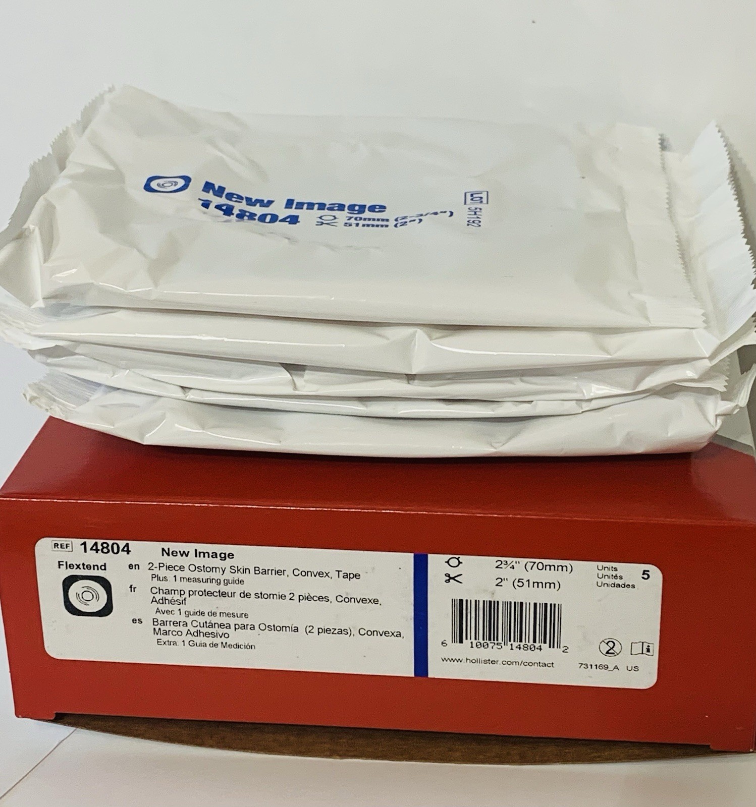 10 Hollister 14804 New Image CONVEX Ostomy Barrier Pack 10 Barriers, Exp2030