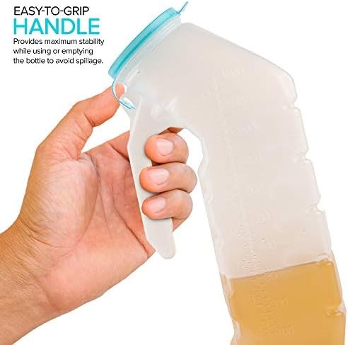 Male Urinal with Glow in The Dark Lid (2 Bottles) 32 Oz Urine Bottles for Men –