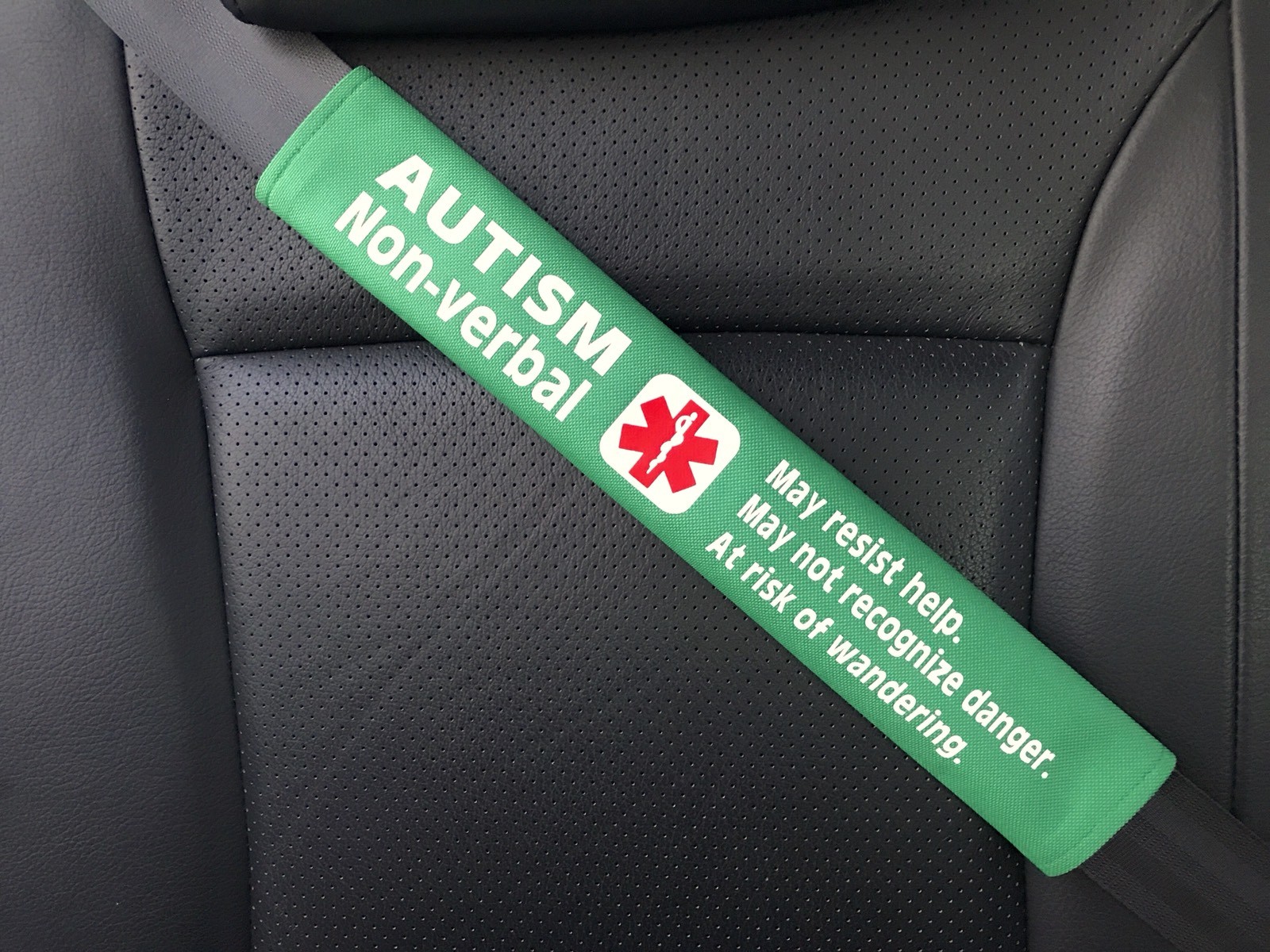 Autism Non-verbal Medical Alert Seat Belt Safety Cover