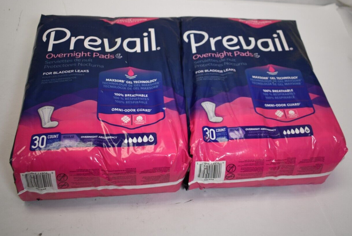 Prevail PVX-120 Incontinent 16″ Long Overnight Pad For Women 60 Count