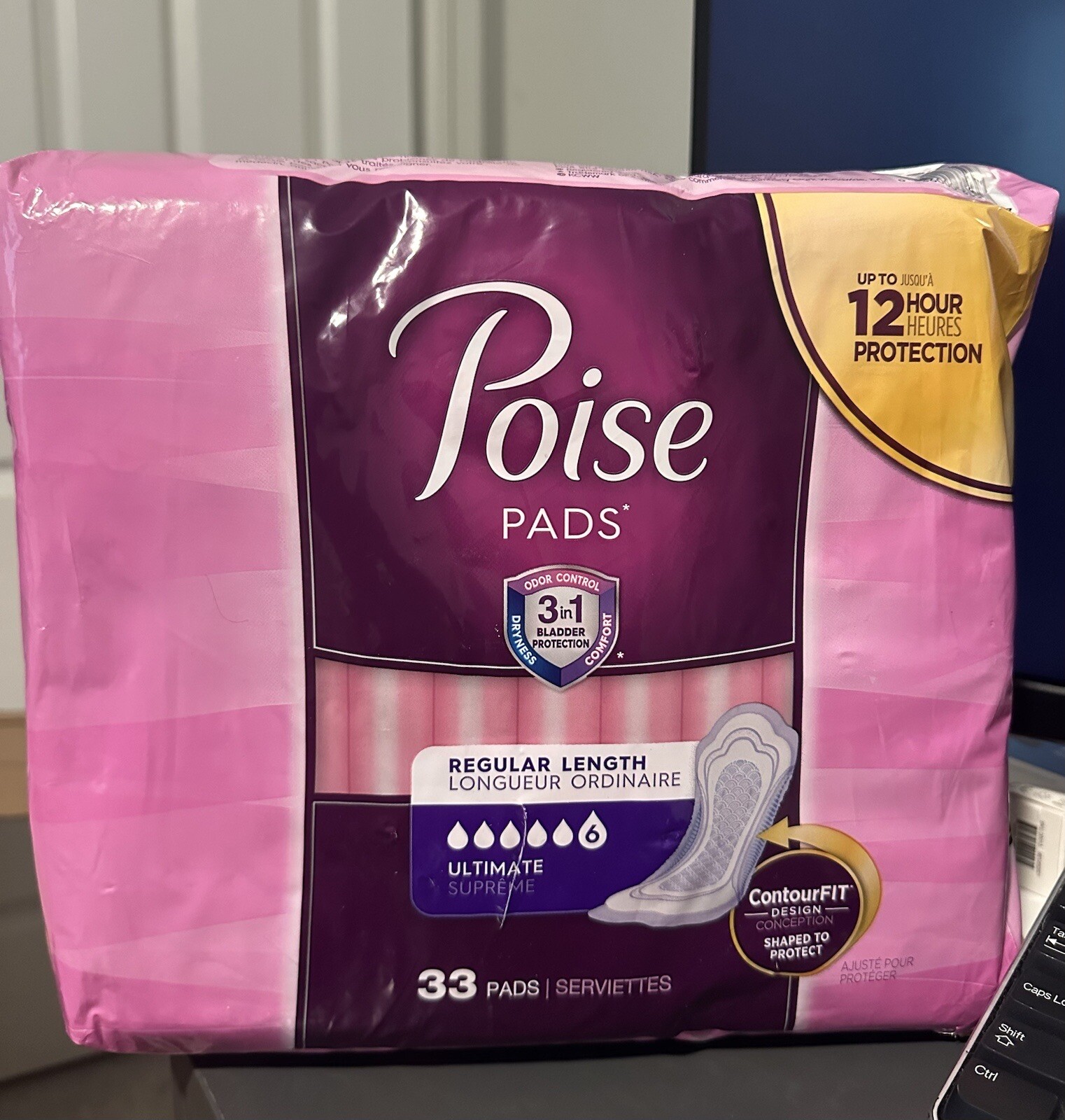 Poise Incontinence Pads – Ultimate Absorbency – Regular Length – 33ct
