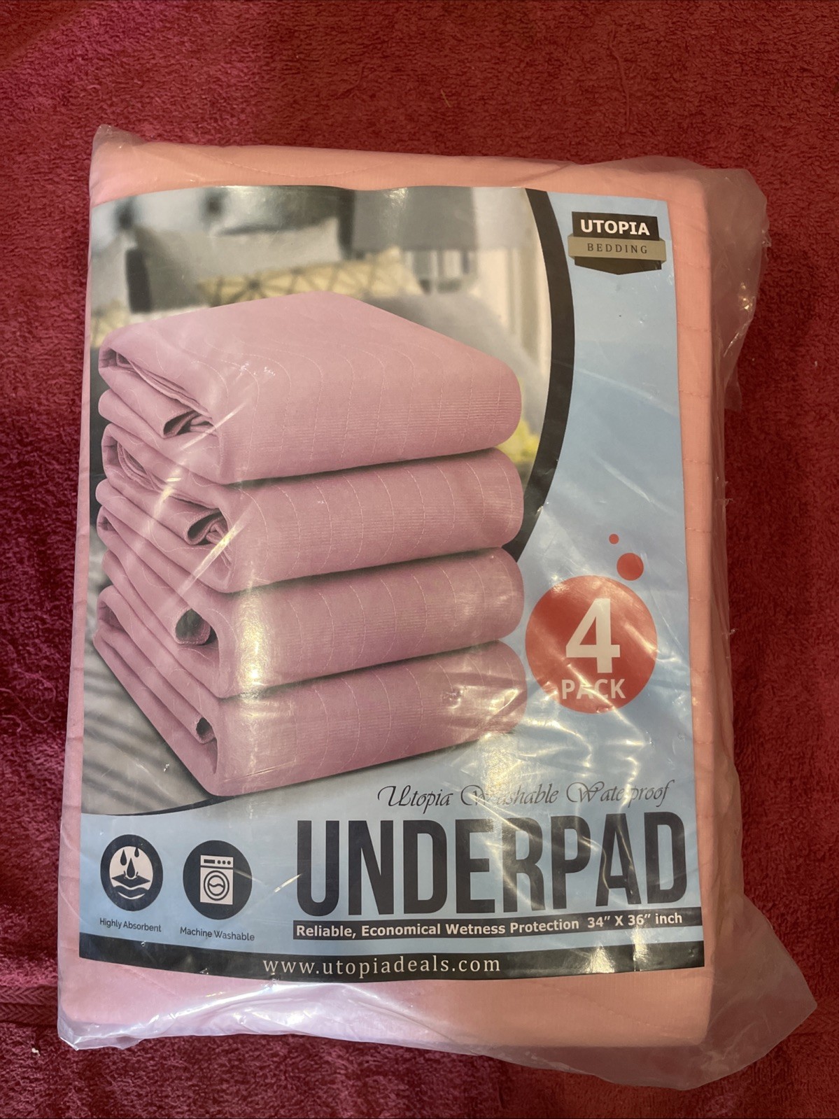 NEW Utopia Bedding Washable Underpads 34″ x 36″ (Pack of 4), Waterproof Reusable