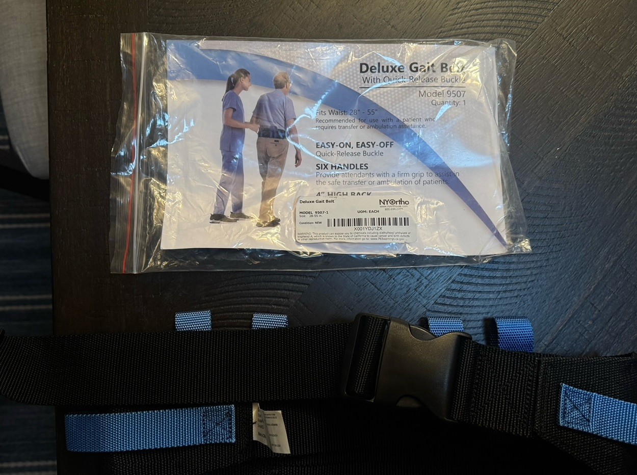 NYOrtho Deluxe Gait Belt 9507 Transfer Belt Quick Release 6 Handles 28-55