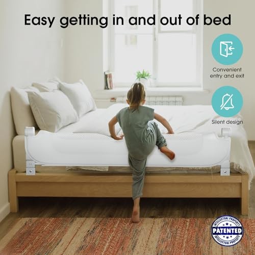 NUTIKAS Baby Bed Rail Guard for Toddlers 70in Swing Down White