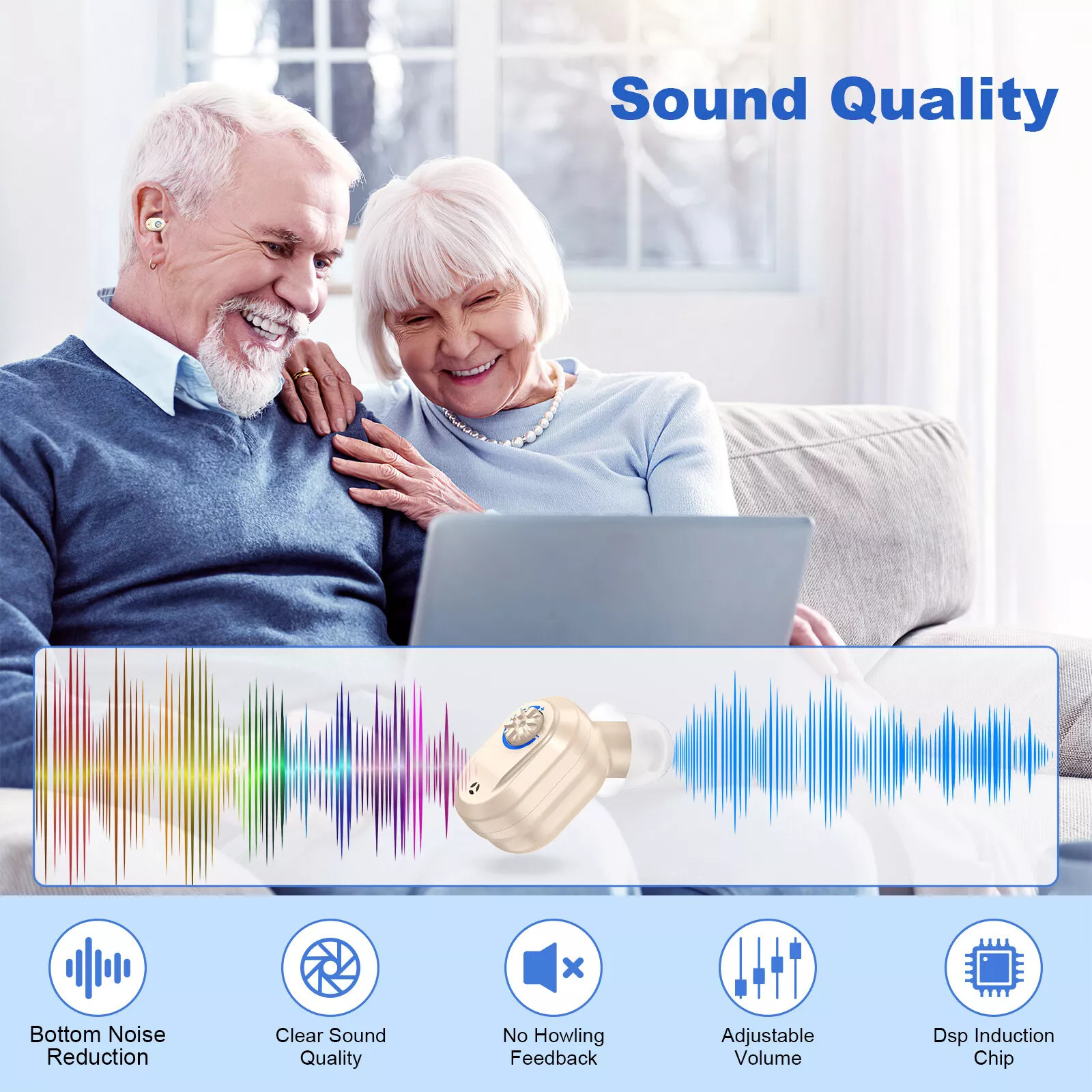 1 Pair Rechargeable Hearing Aids Digital Invisible In Ear Hearing Amplifier Aids