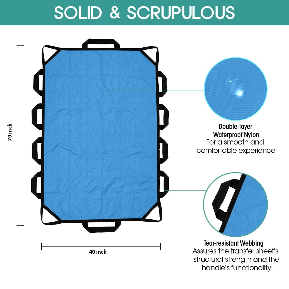 Bed Positioning Pad with Reinforced Handle 70″ X 40″ X 40″, Light Blue
