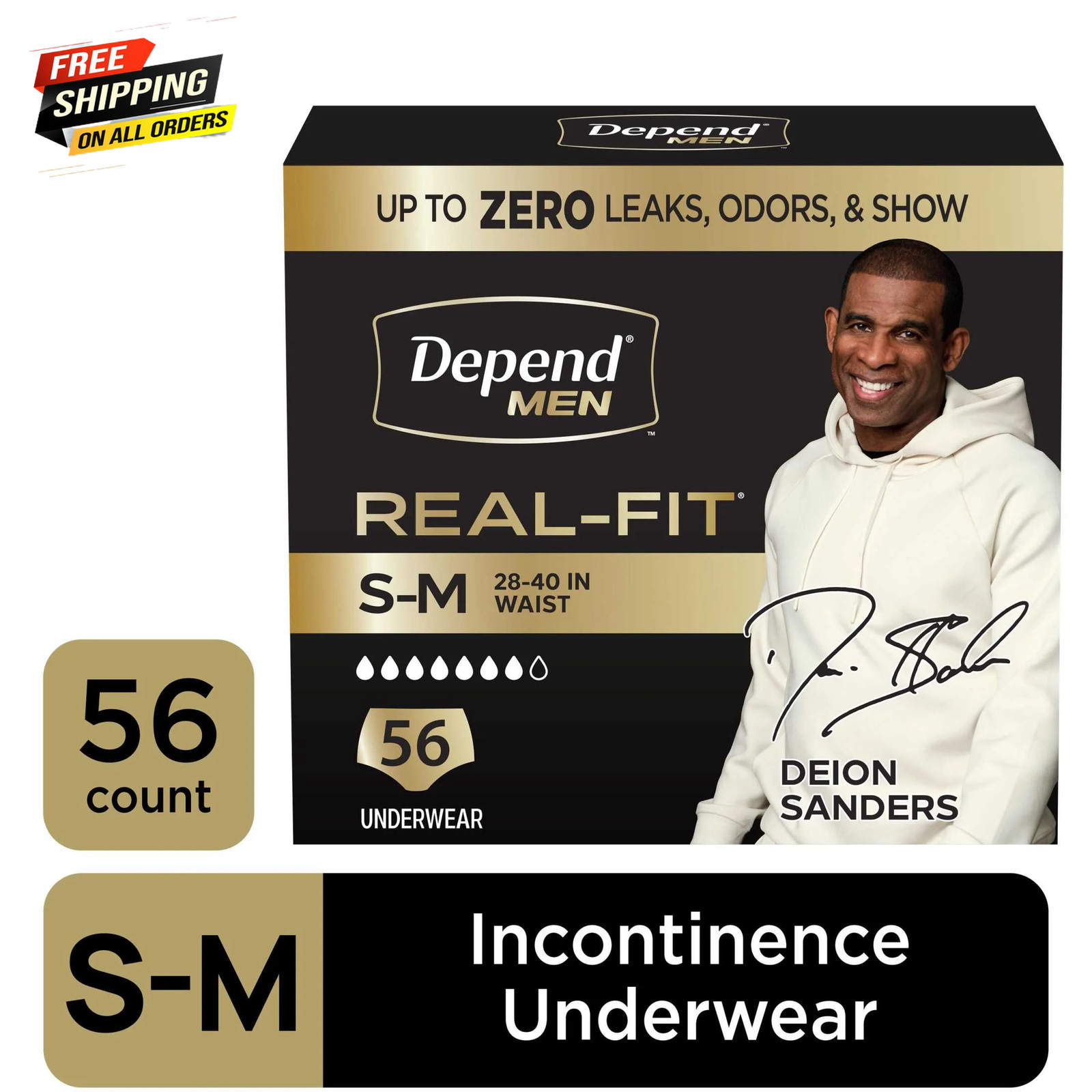 Real Fit Incontinence Underwear for Men, Adult Diapers, S/M, Grey, 56 Count👌 ✅