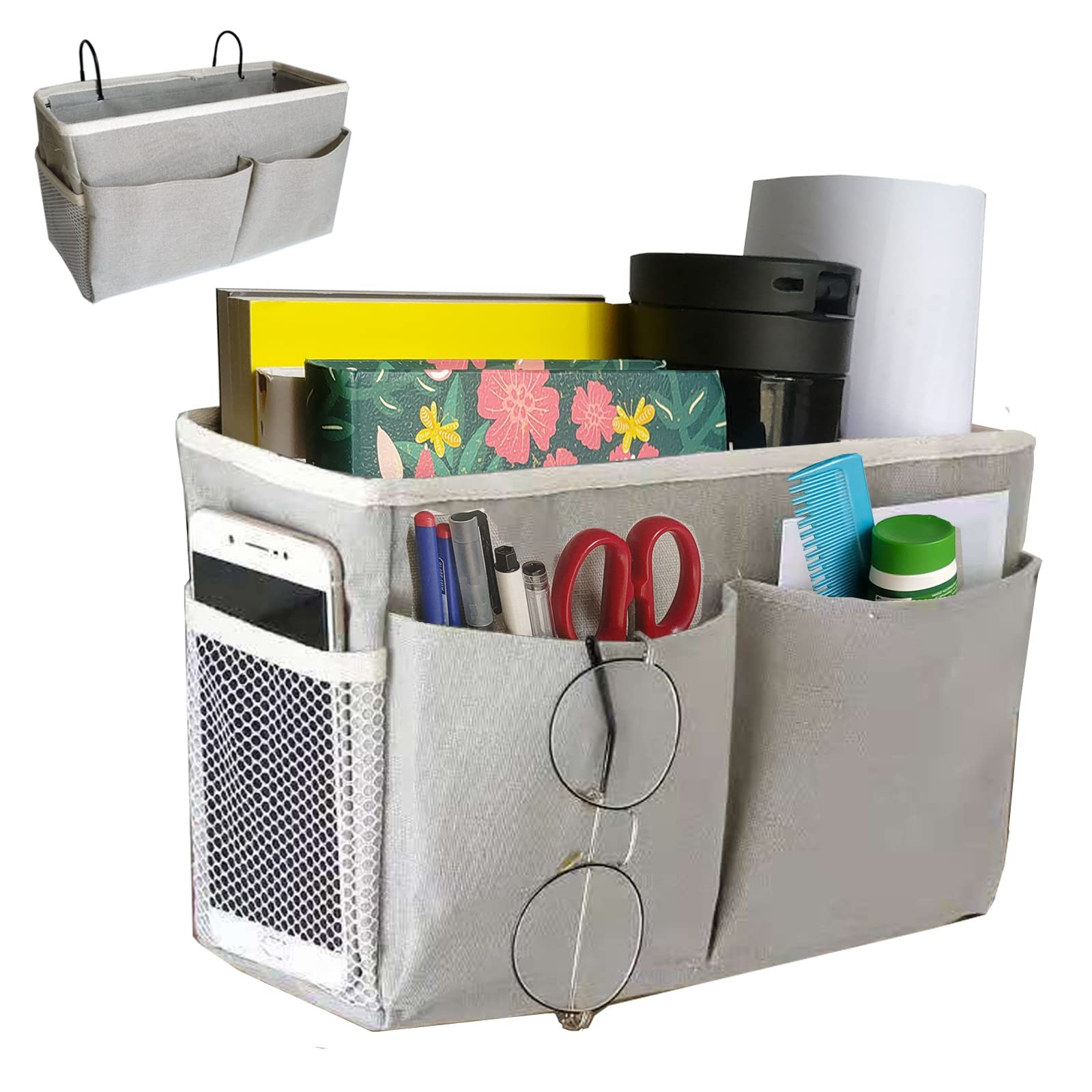 Bedside Caddy, Bedside Hanging Storage Organizer for College Dorm Bed, Bunk a…