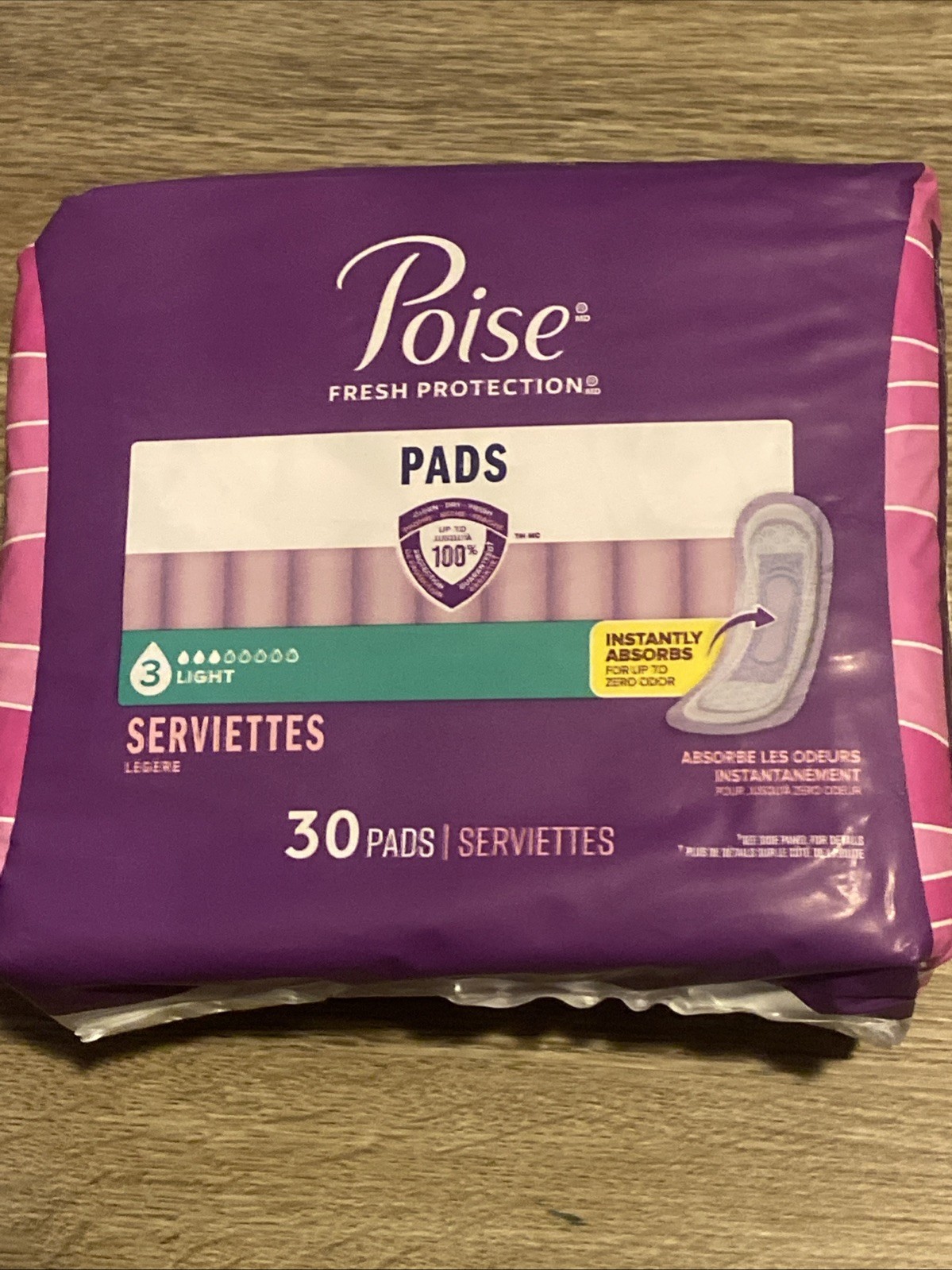 Poise Light Absorbency Pads – 30 Count