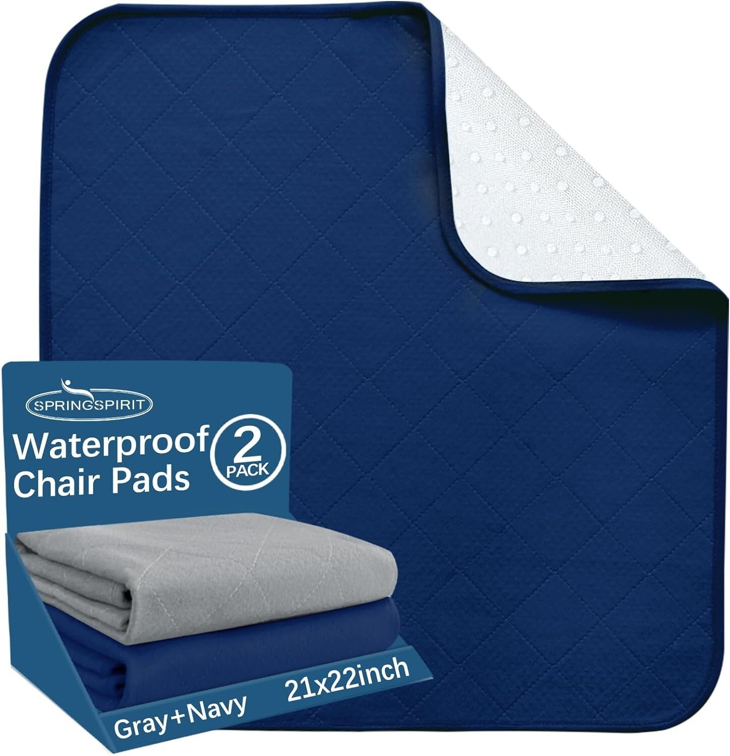 Waterproof Incontinence Chair Pad Reusable Absorbent Pee Pad 2 Pack 22″x21″