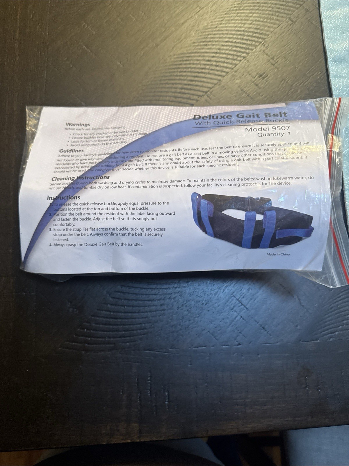 NYOrtho Deluxe Gait Belt 9507 Transfer Belt Quick Release 6 Handles 28-55