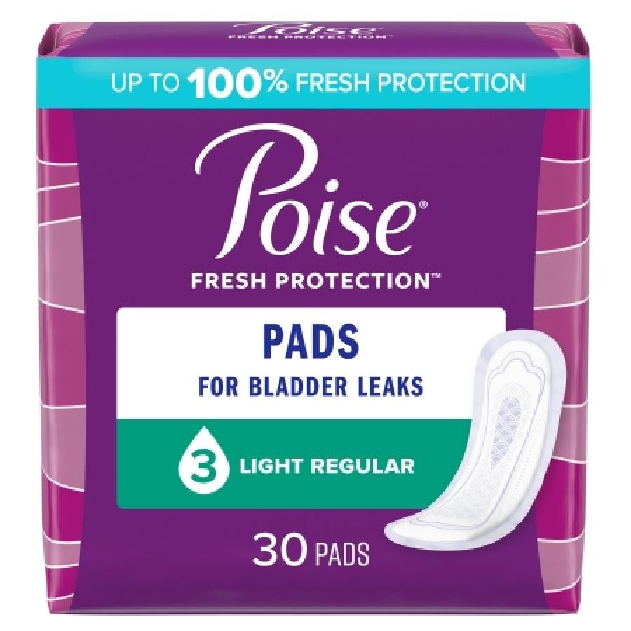 Poise Pads Regular Adult Female Absorb-Loc Core Light Absorb One Size 9.33″ 120