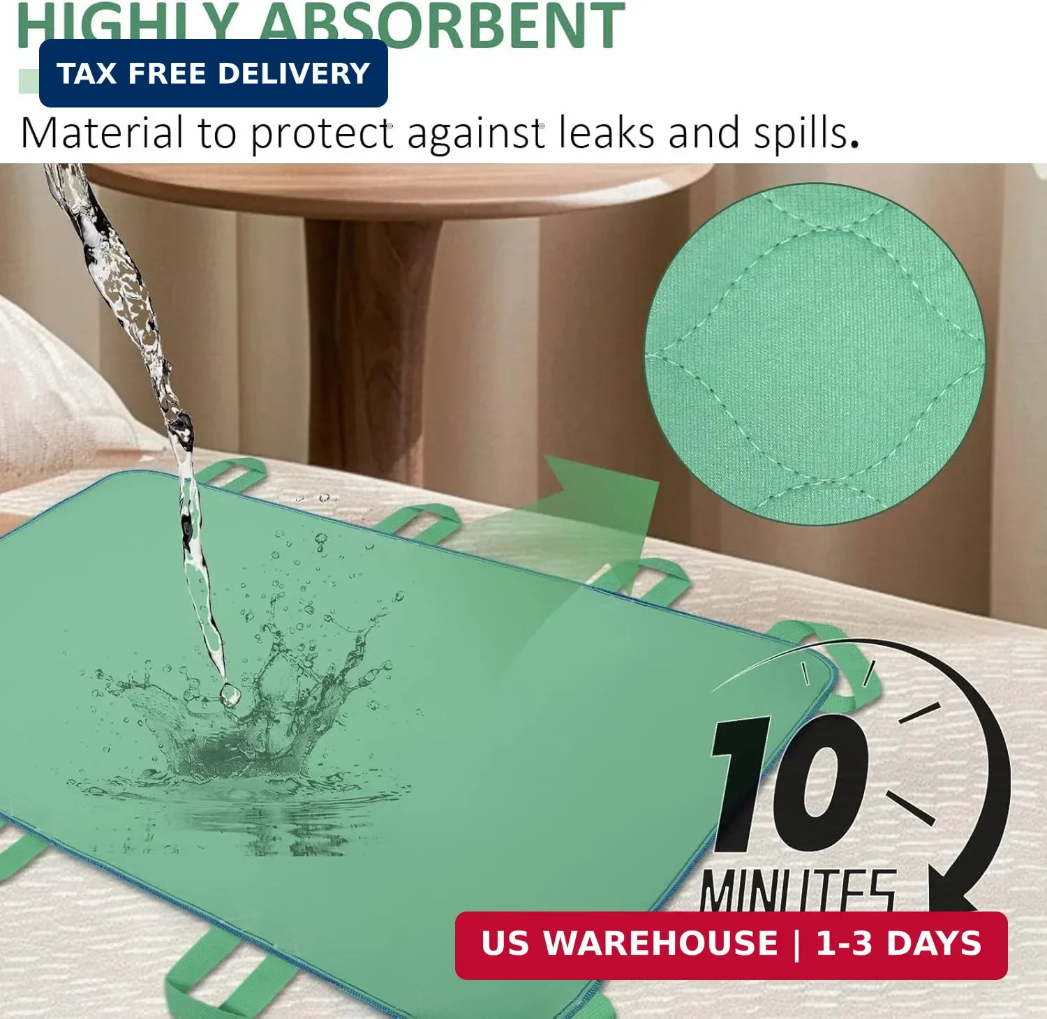 Positioning Bed Pad with 8 Reinforced Handles-34 x 52″-Reusable and Washable