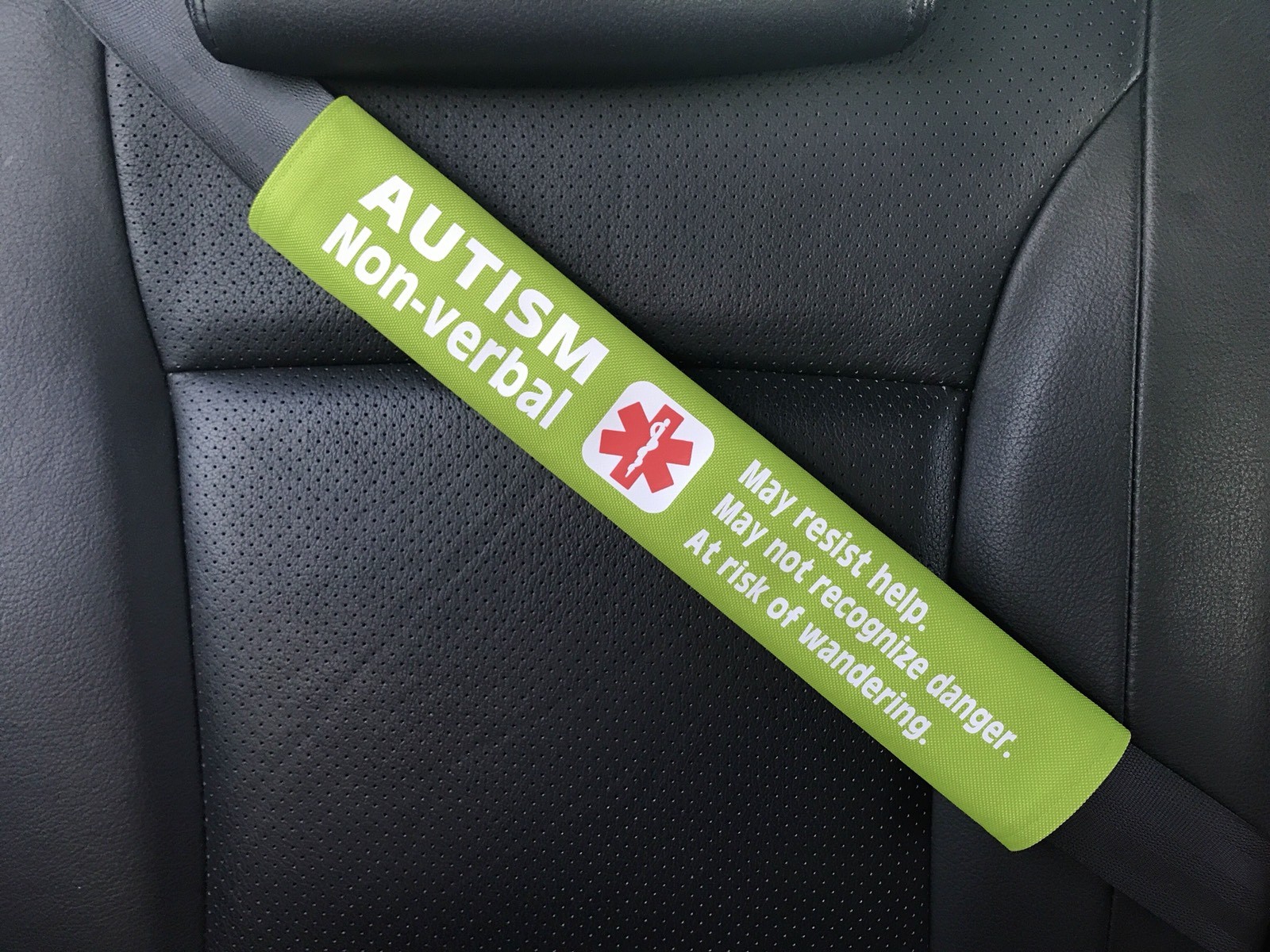 Autism Non-verbal Medical Alert Seat Belt Safety Cover
