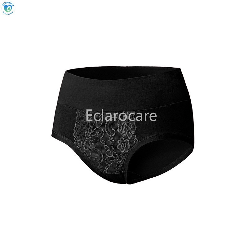 6pcs Women’s Mid-Rise Menstrual Underwear with Solid-Color Lace Breathable