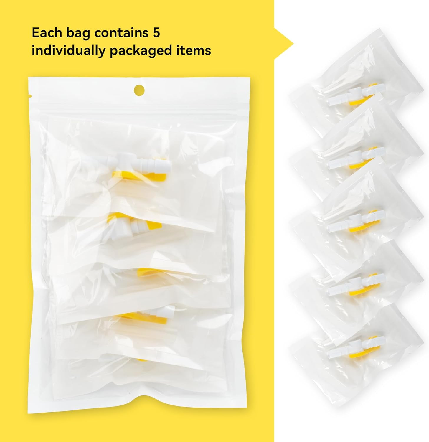 Catheter Valve 5 Pack – Sterile, Single-Use Urine Drainage Valves with Safety Le