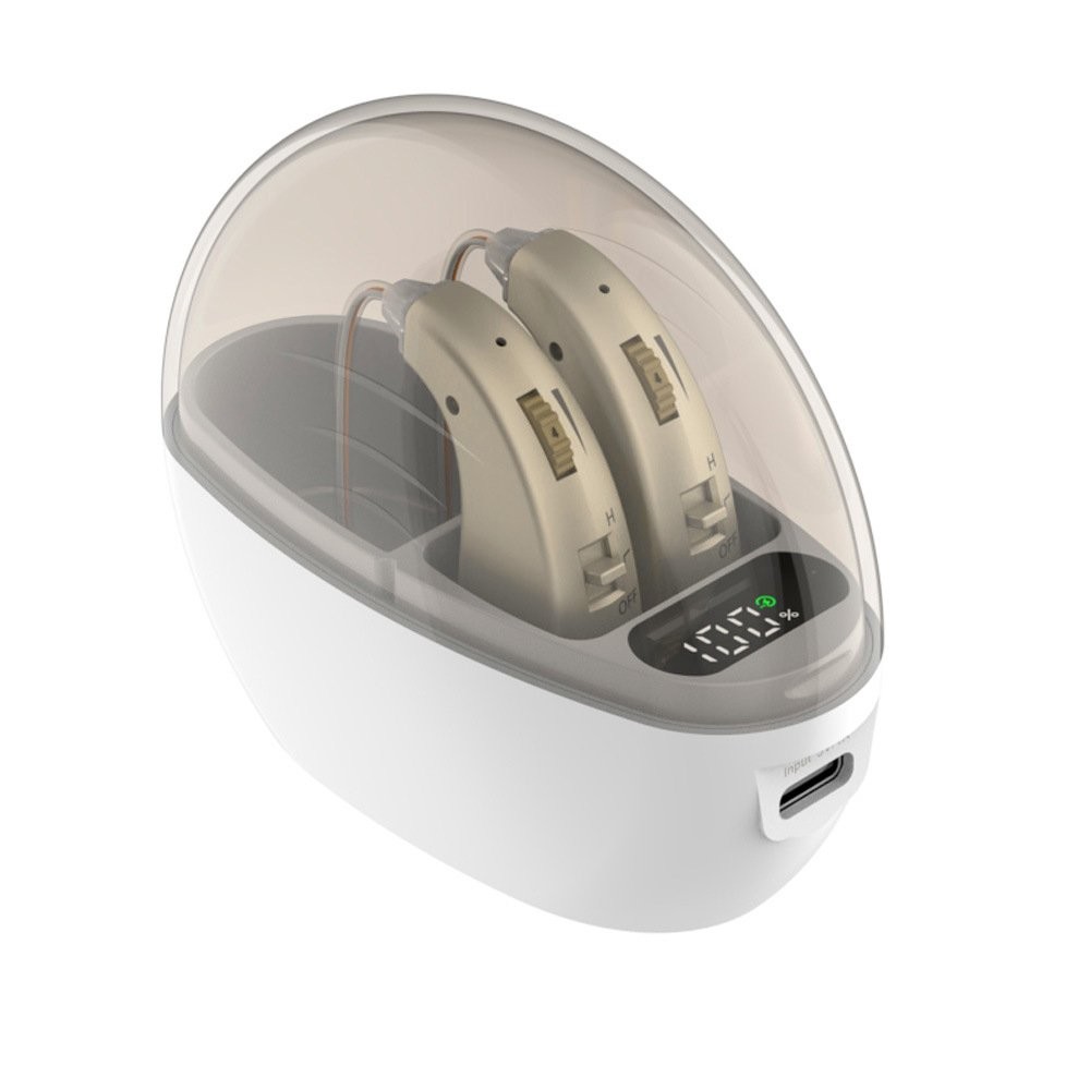 BTE Digital Hearing Aid Rechargeable Noise Reduction & Charging Case For Seniors