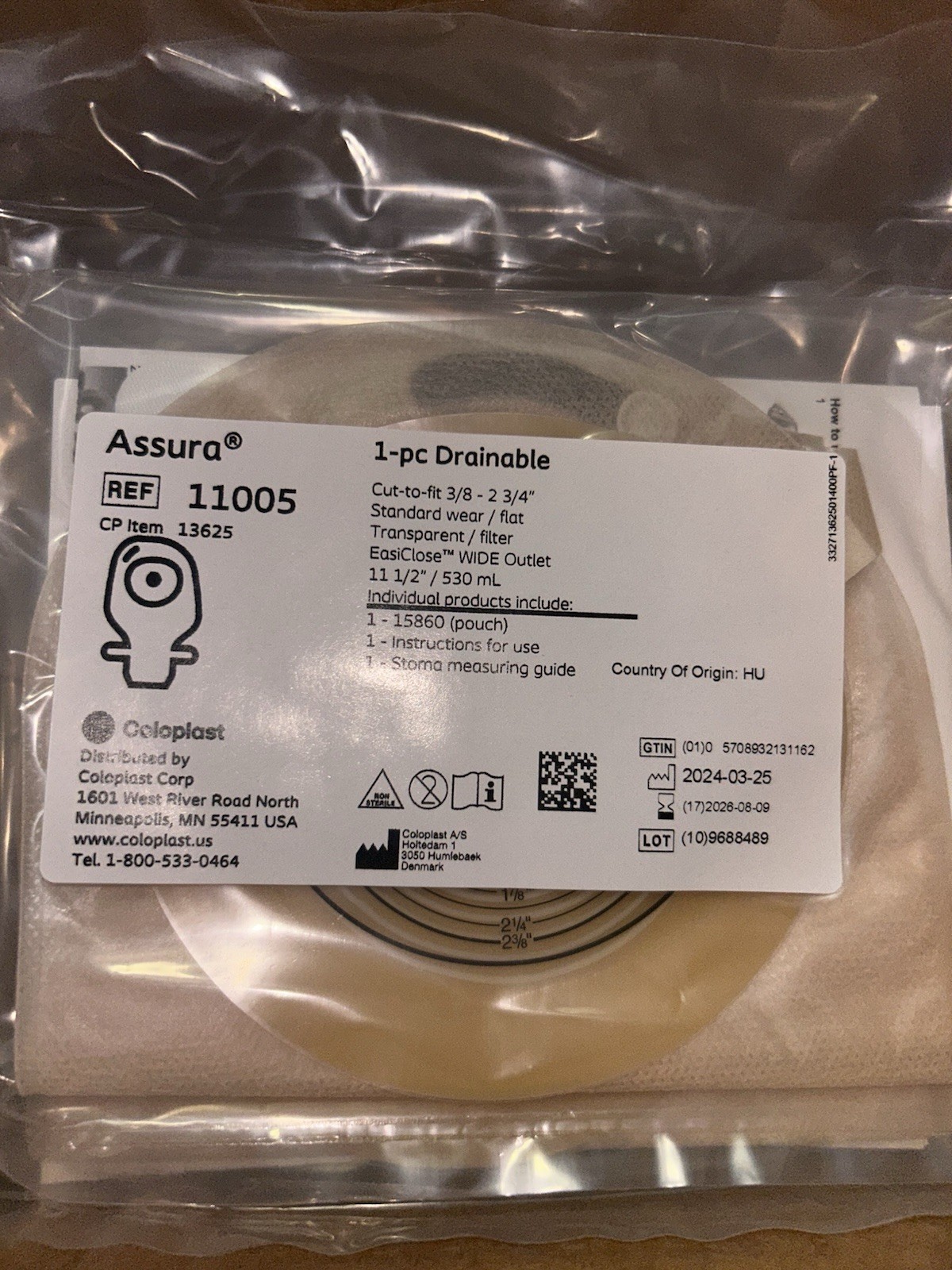 Coloplast PC Drainable Ostomy Pouch 11005 Easiclose Wide Outlet 11 1/2