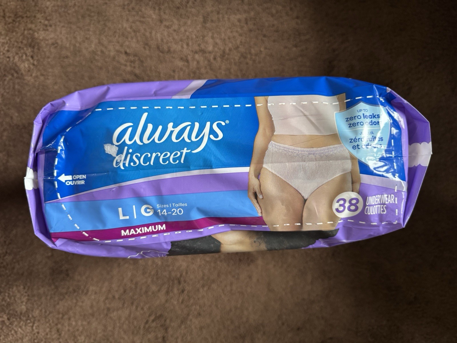 Always discreet Maximum Protection Underwear Size Large/38 count