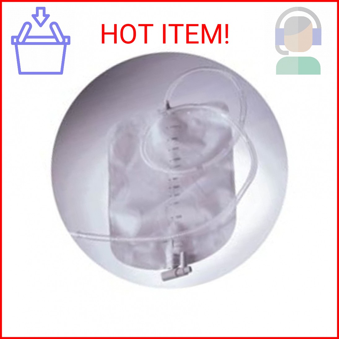6221365 – Urostomy Night Drainage Bag with Anti-Reflux Valve 2,000 mL