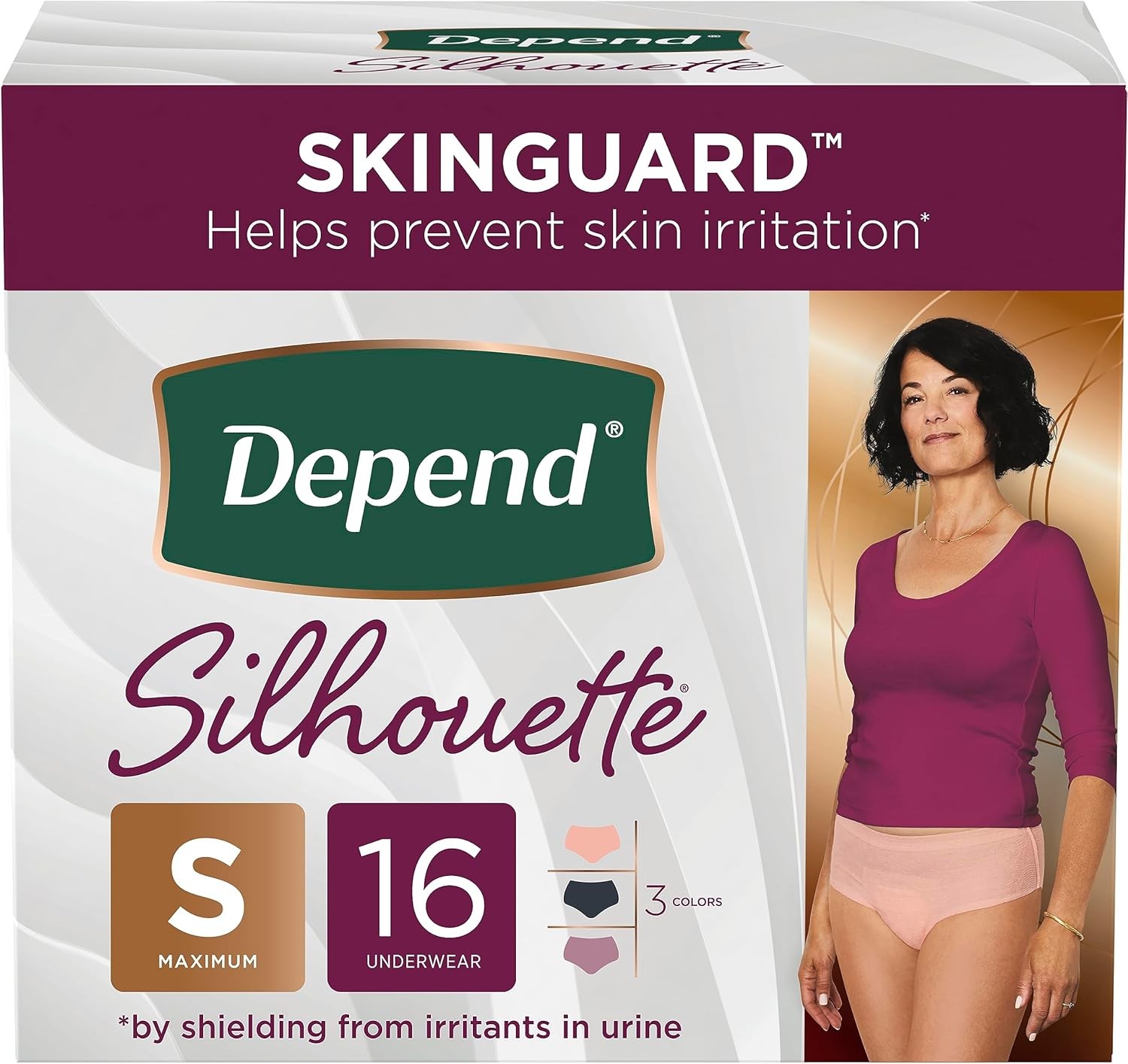 Depend Silhouette Incontinence & Postpartum Underwear Small – 16 CT