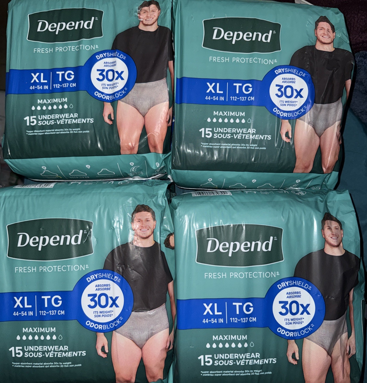 60 Count Depend Fresh Protection Maximum Xl Adult Incontinence Underwear Mens