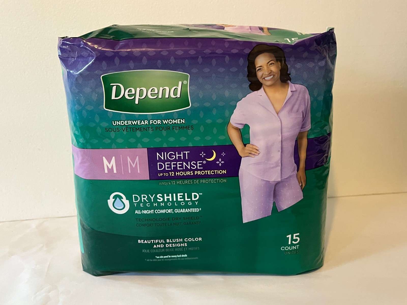 NEW 15 Count Depend Night Defense Women Medium Underwear 31-37″ Waist – Blush