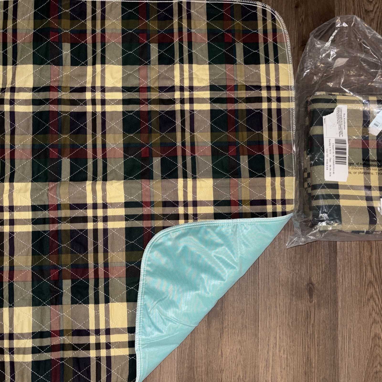 🌹Washable Heavy Duty Underpad Tartan Plaid. Set Of 4 New