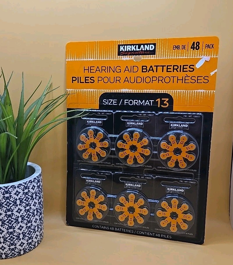 Kirkland Signature – Hearing Aid Batteries – Size Format 13, 1.45 Volt, 48 Pack