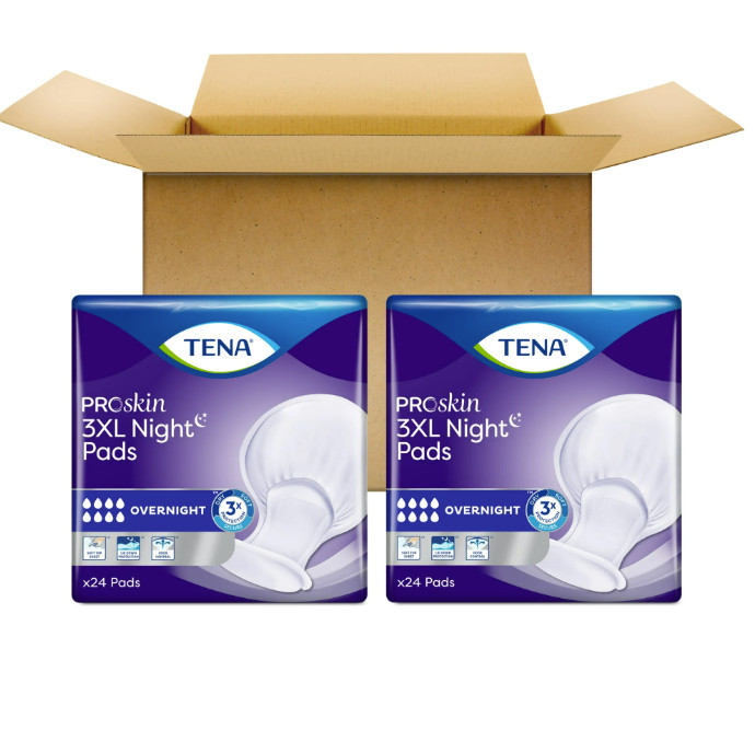 Tena ProSkin 3XL Incontinence Pads for Women and Men, Overnight Absorbency, 48Ct