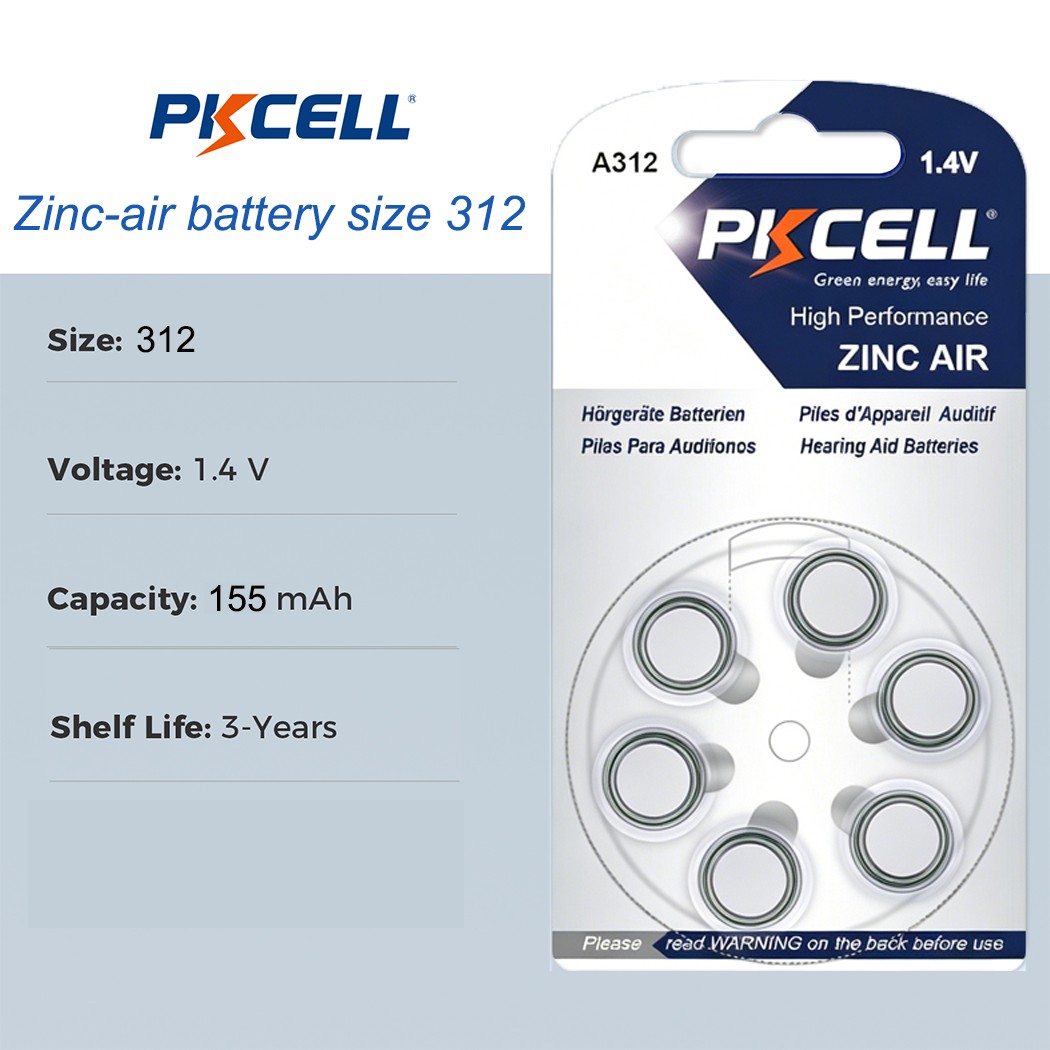 Hearing Aid Batteries 1.4V A10 A13 A312 Zinc-air Battery PKCELL Lot