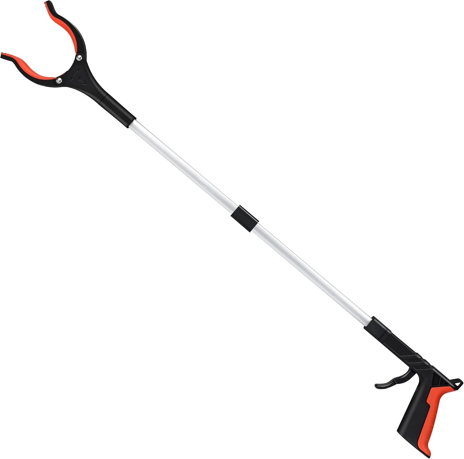 Grabber Reacher Tool, Orange, 32″, Foldable | 360° Rotating Head, Wide Jaw,