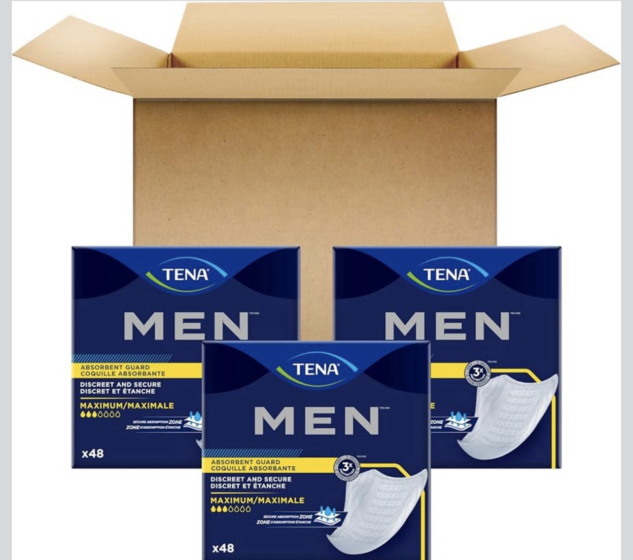 TENA Incontinence Guards for Men Maximum Absorbency 144 Ct