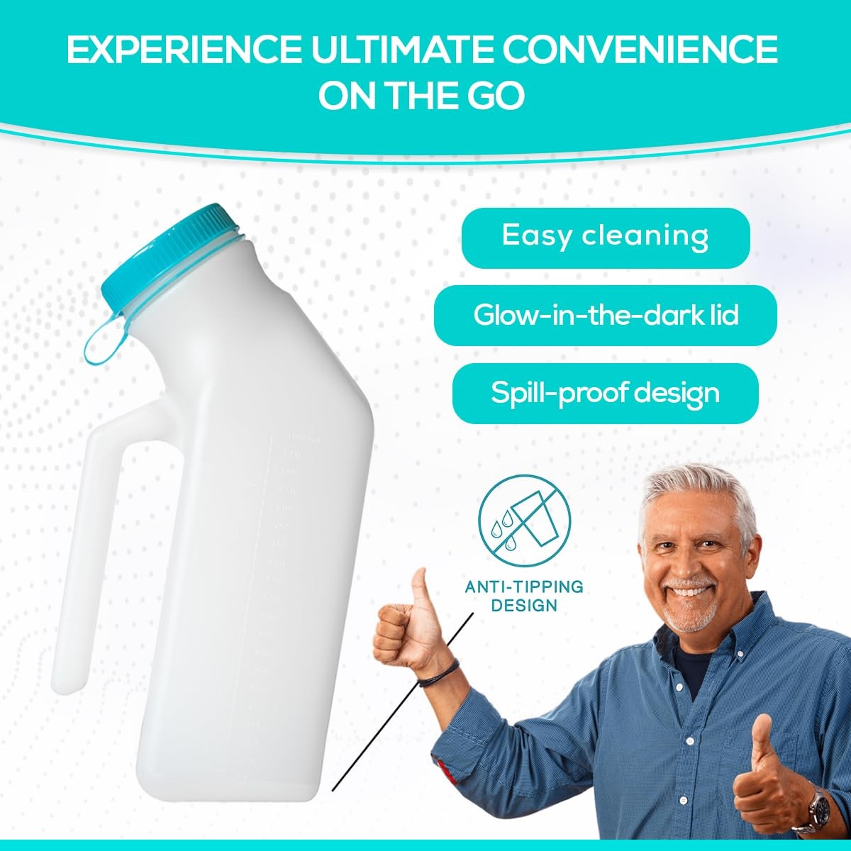 Portable Urinal for Men Spill Proof Nighttime 1000ml Bedside Travel Urine Bottle