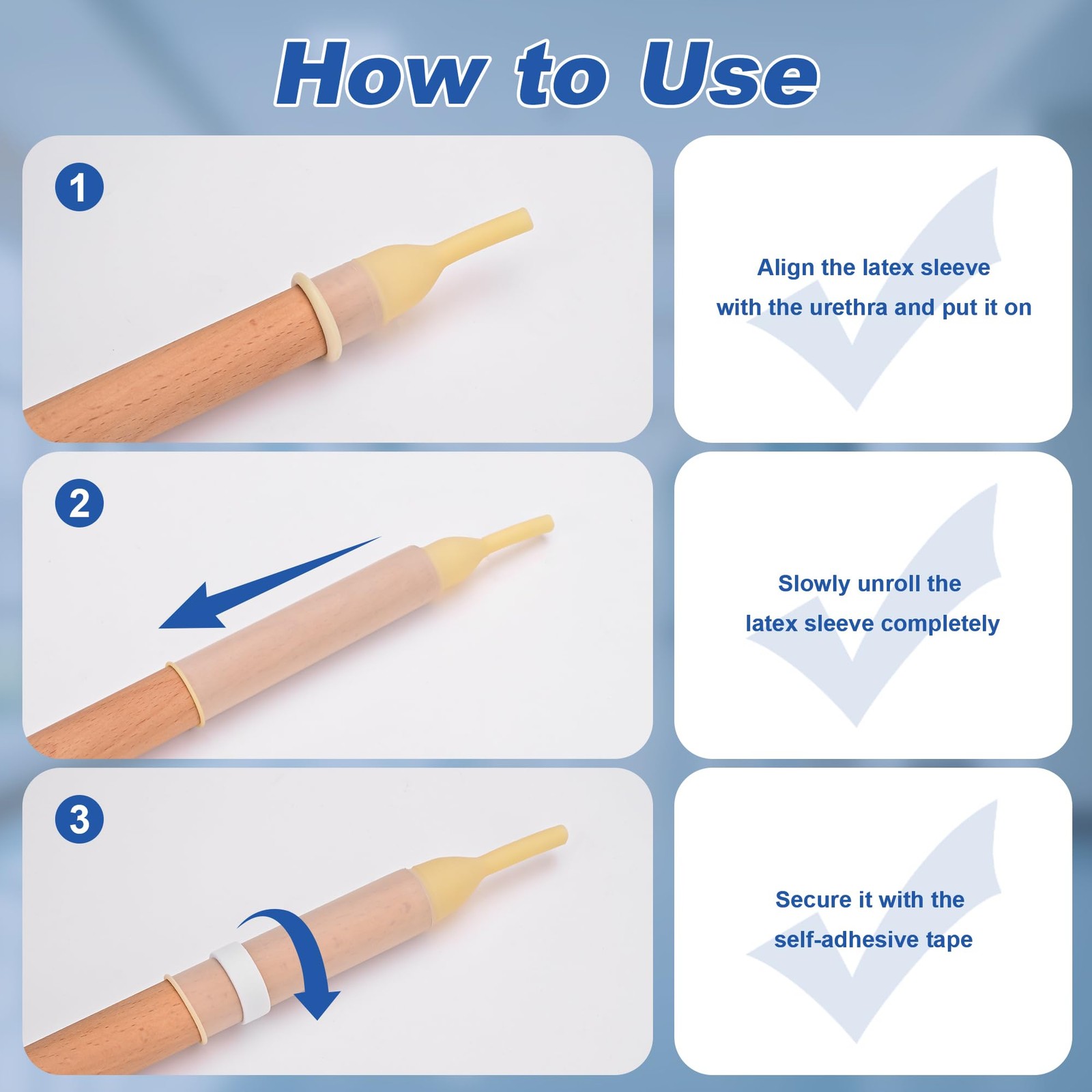 Latex Condom Catheters External 40mm 20PCS Leak-Proof Adhesive Strips Wrapped