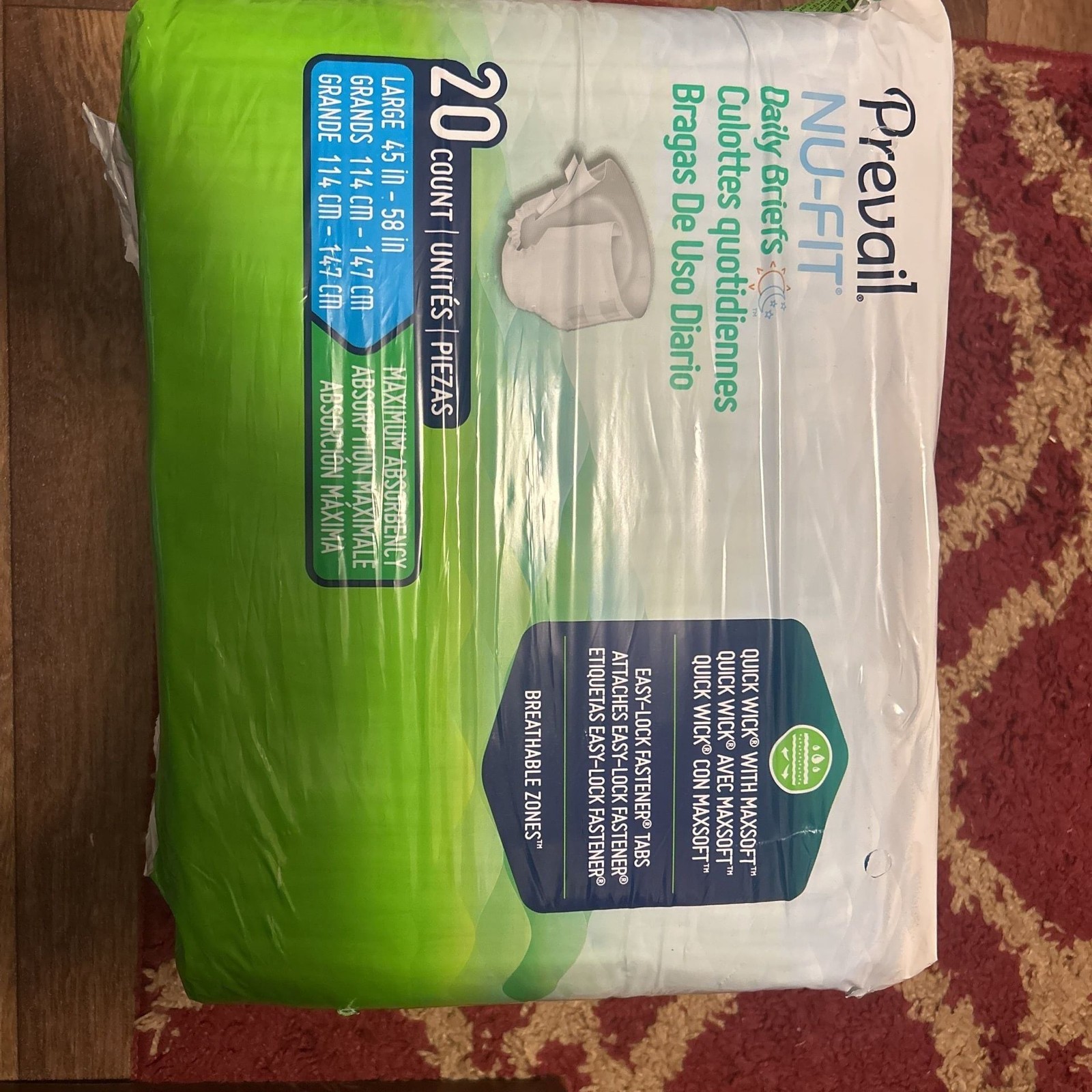 Prevail NU-FIT Daily Briefs – Large, 20 Count, Maximum Absorbency
