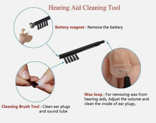 Hearing Amplifier Cleaning Brush with Wax Loop and Magnet Pack of 6