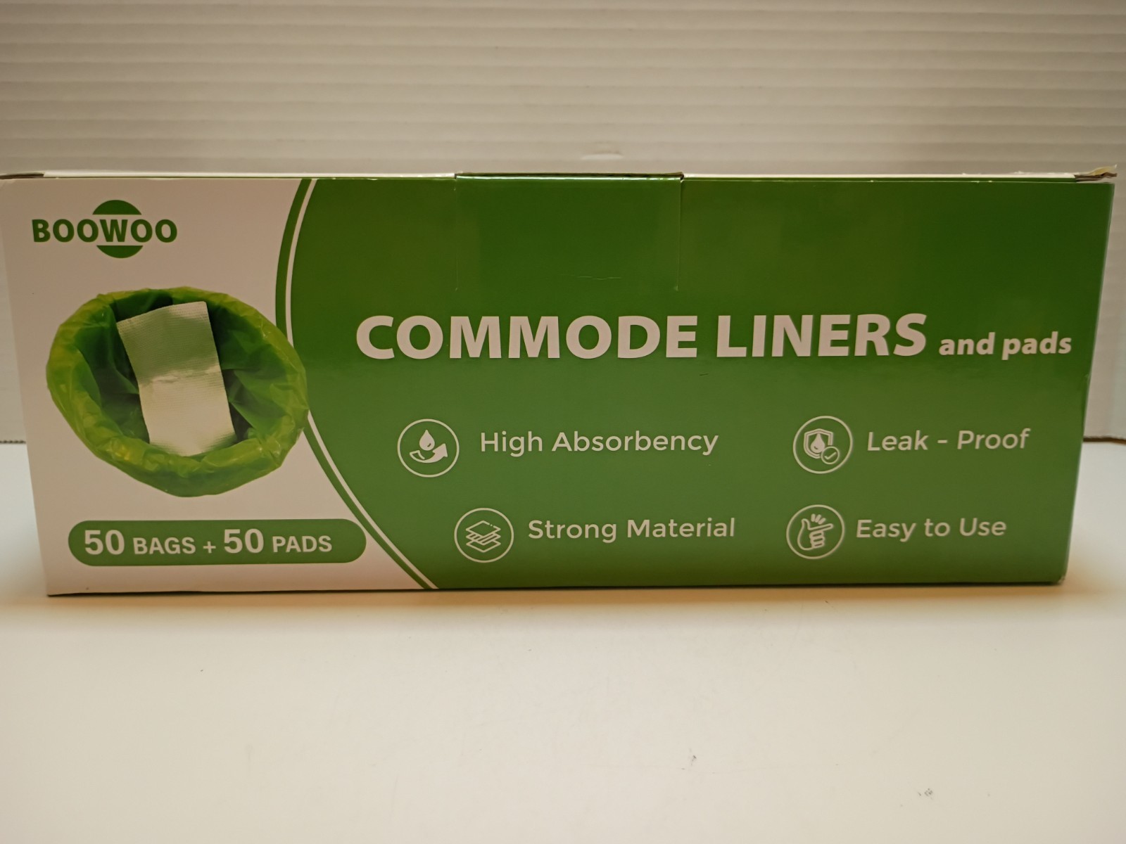 BOOWOO Bedside Commode Liners 50 Bags 50 Pads Scented Disposable