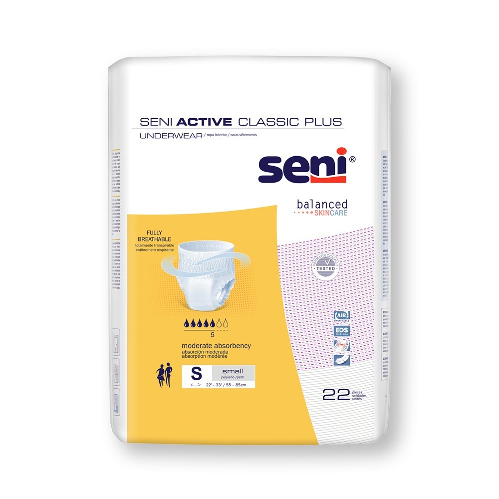 SENI Active Classic Plus Underwear Small S-SM22-AC2 Pull-Up 22 Pack
