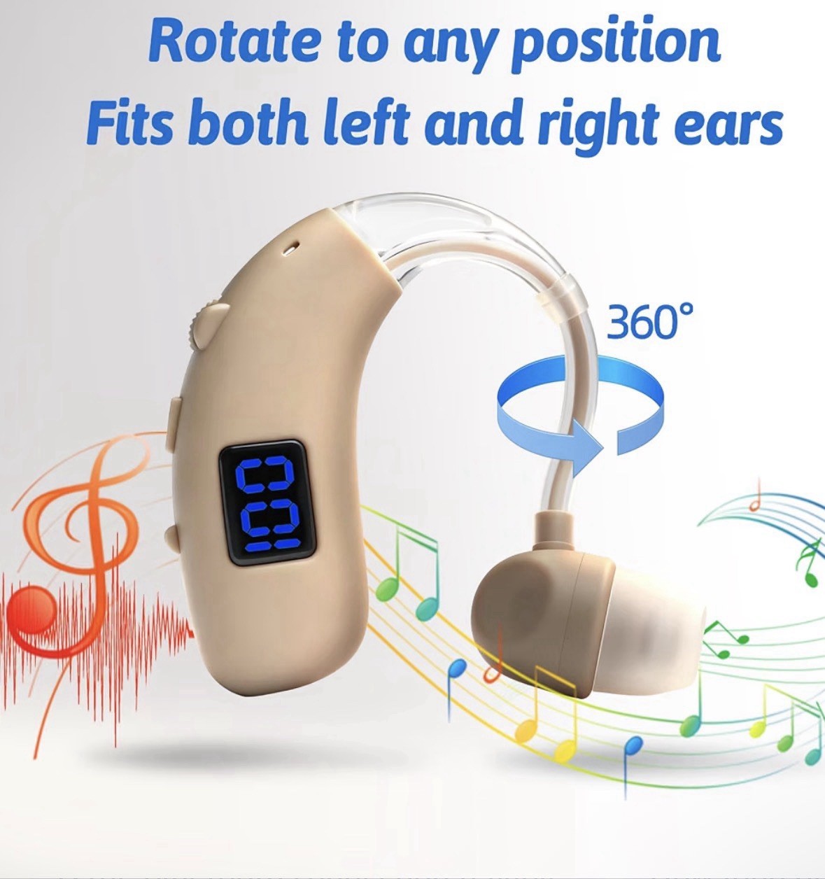 Single Bluetooth Rechargeable OTC Hearing Aid 3 Modes Left or Right Ear