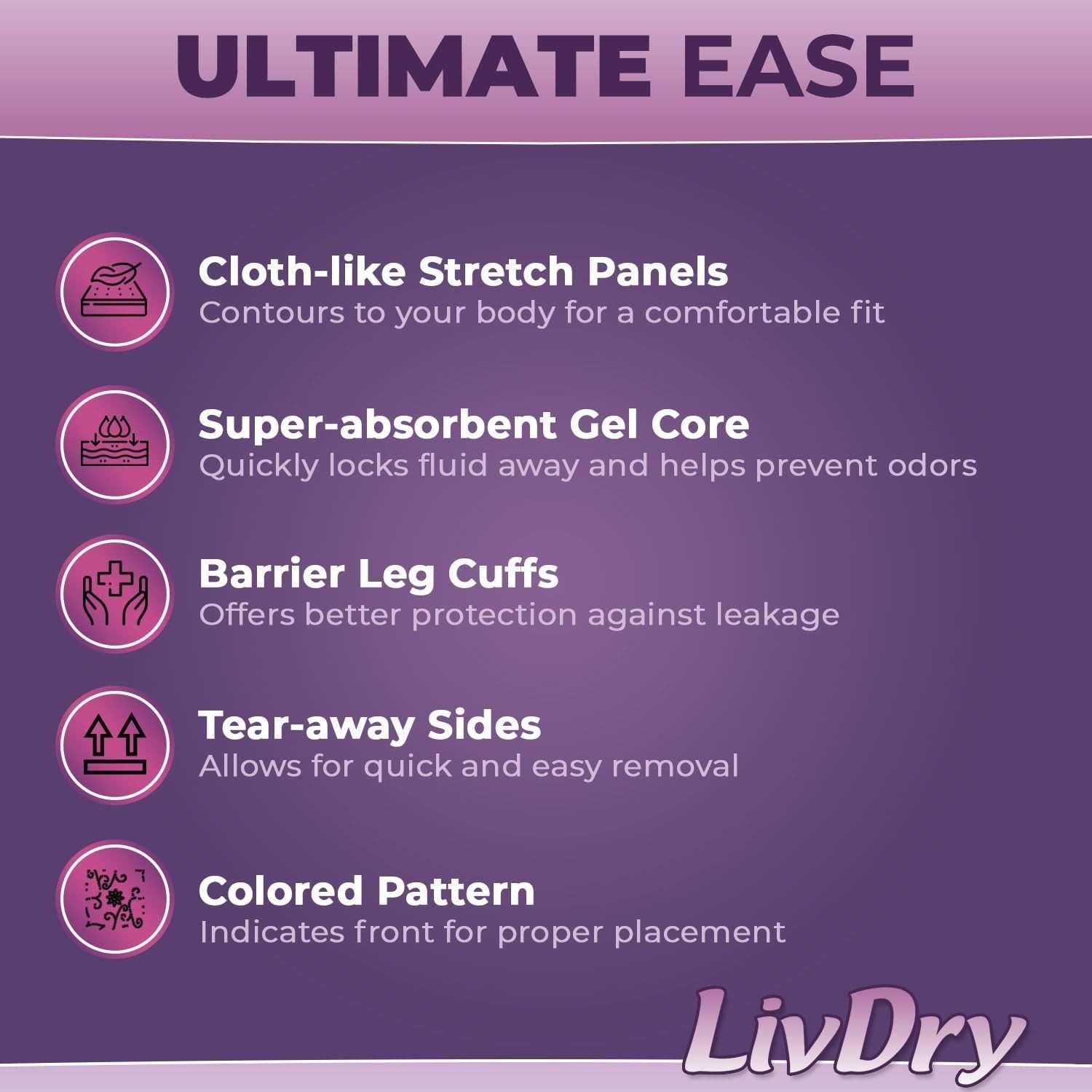 Livdry L Adult Diapers Women Overnight Max Absorbency 15 Count