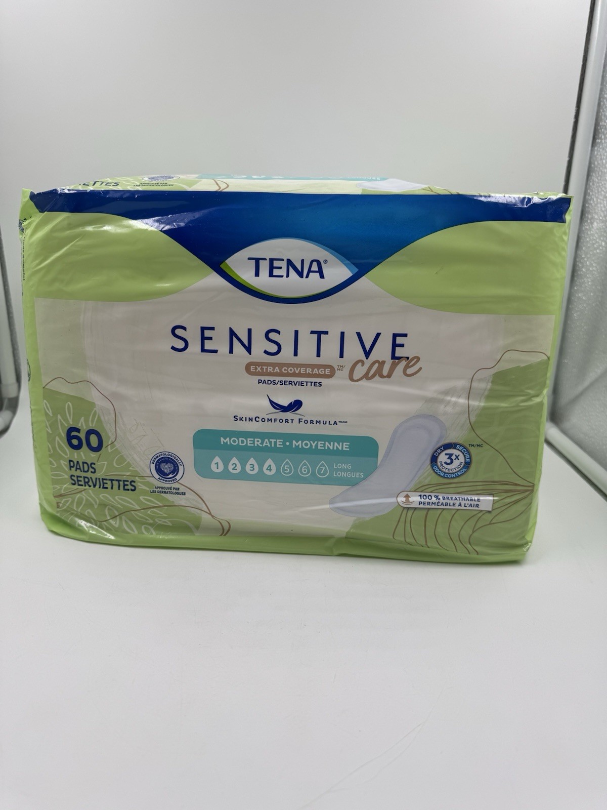 2x Tena Sensitive Care Pads #4 Moderate Absorbency 60 Count Long 120 Total