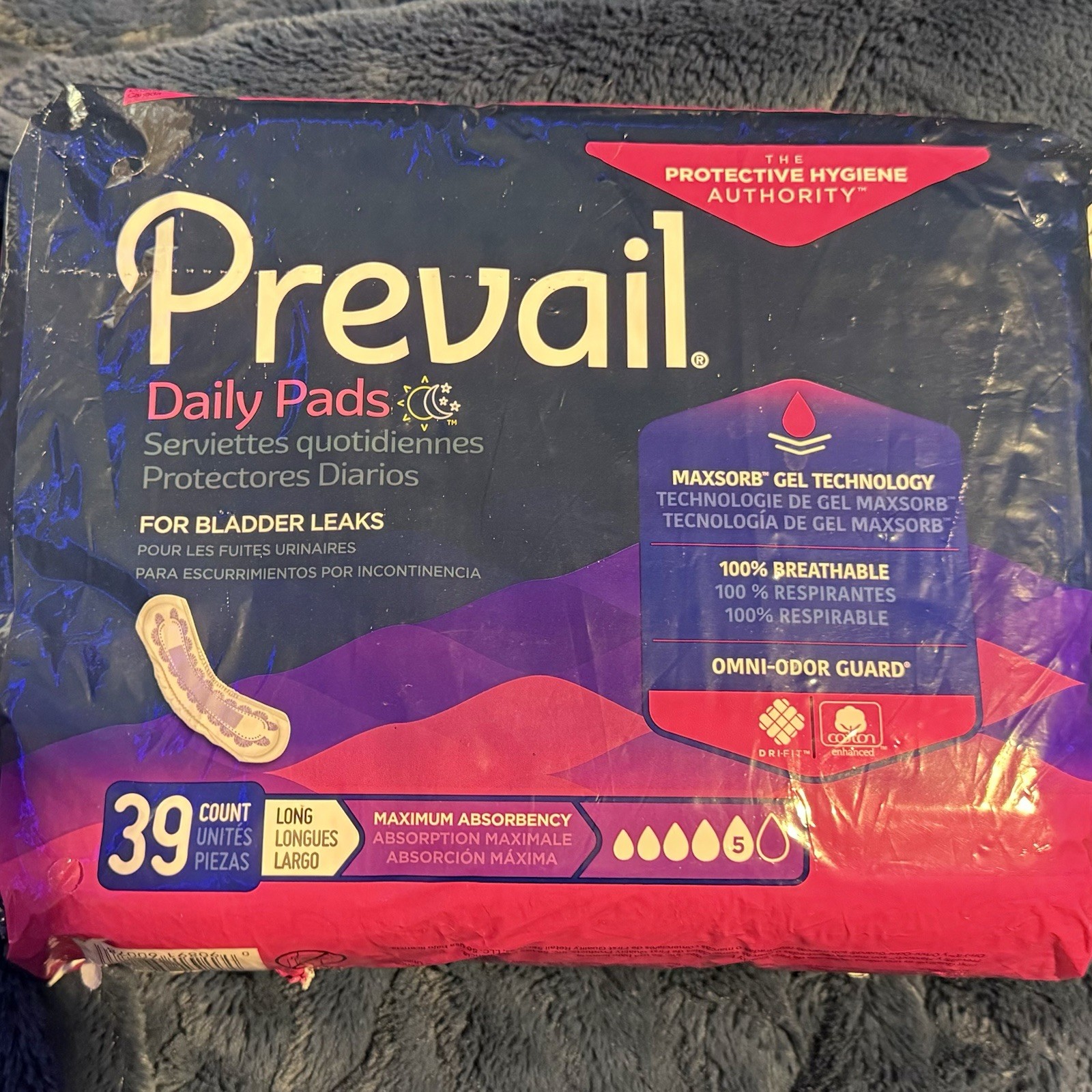 Prevail Incontinence Bladder Maximum Absorbency Control Pads, Long, 39 Count