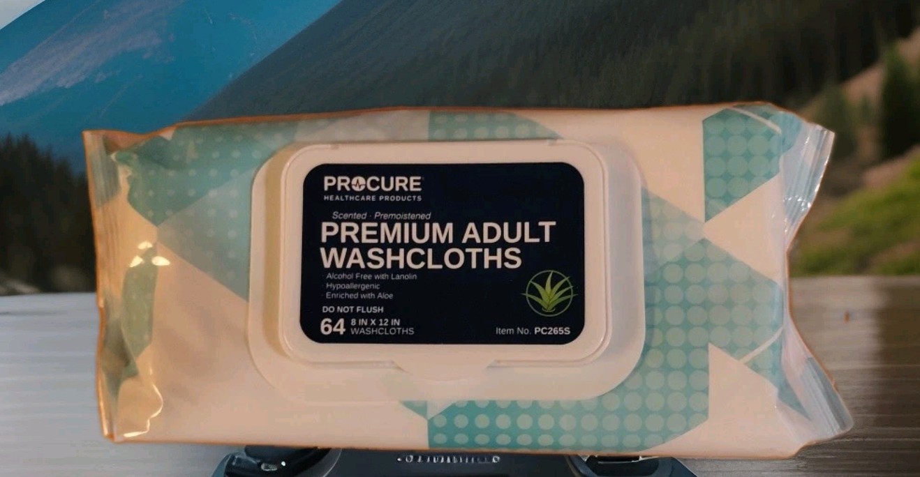 ProCure Premium Adult Washcloths PC265S 8 in x 12 in 64 count exp: 4/2027
