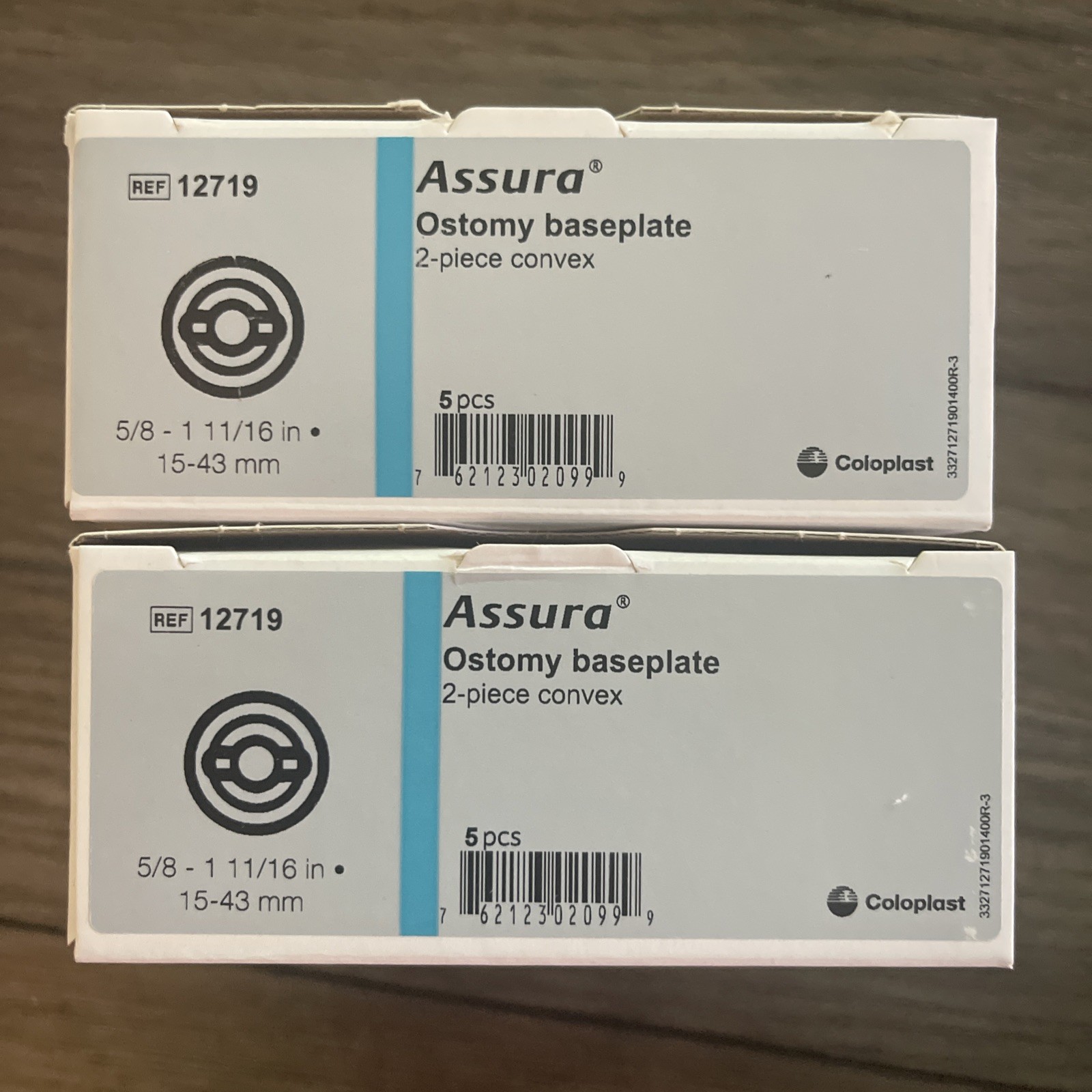 Coloplast Assura 12719 Convex 2- Piece baseplate ( 15-43 mm ) -lot of 2