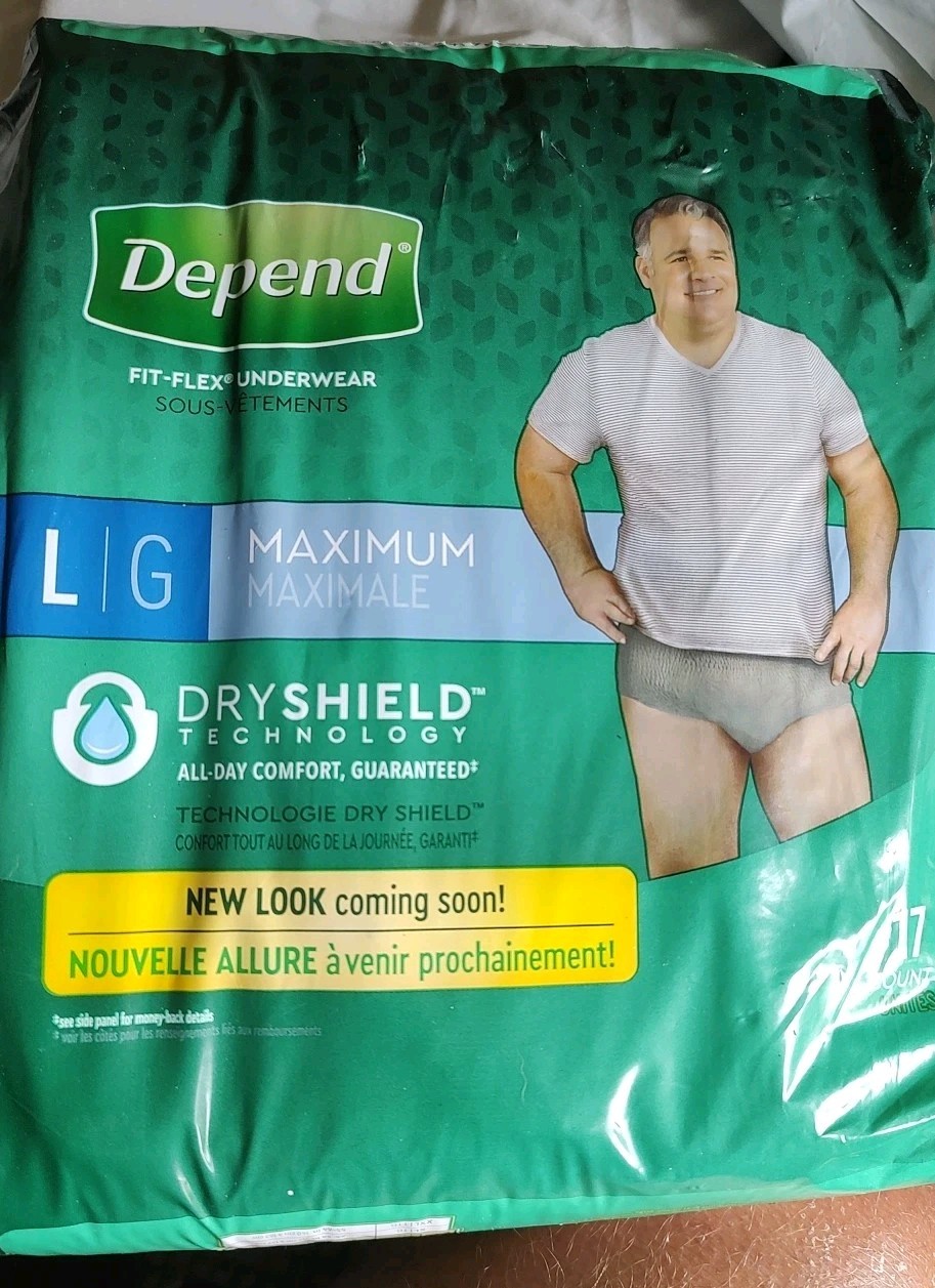Depends Fit-Flex Underwear Men Size Large Max Absorb 17ct – Gray – Free Ship