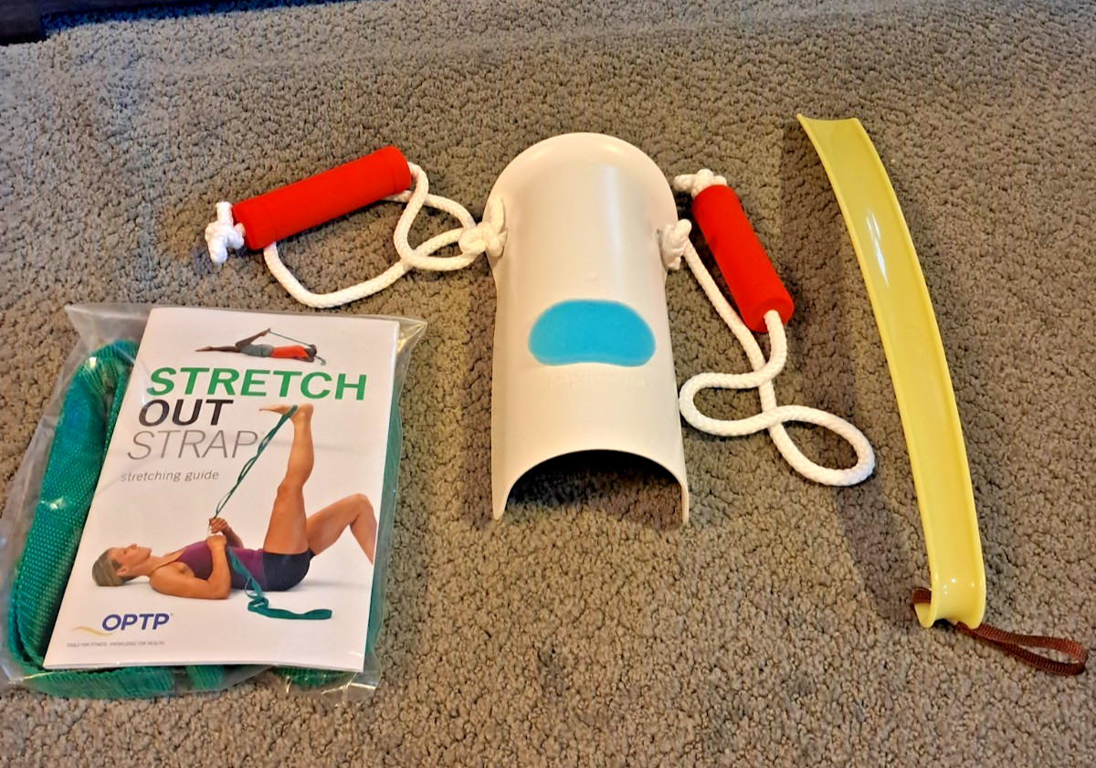 No bending Sock Aid , Stretch out strap and long shoehorn. Free Shipping