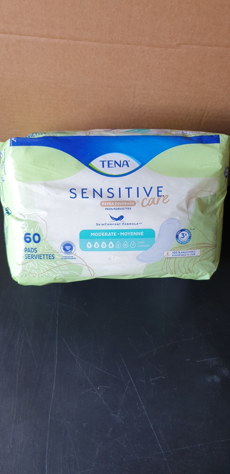 Tena Sensitive Care Extra Coverage Moderate Absorbency Incontinence Pad 60-Count