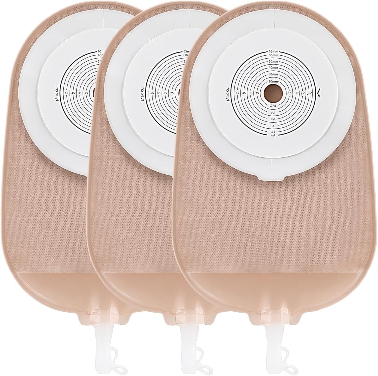 10PK One-Piece Ostomy Bags Cut-to-Fit 20-65mm with Drain Valve Urostomy Pouches